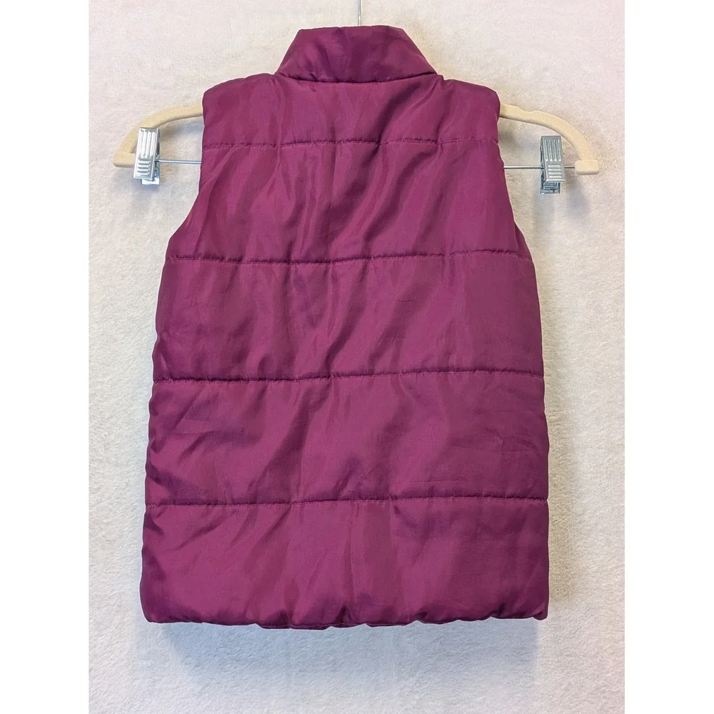 Disney Frozen‎ Elsa Anna Olaf Puffer Vest Girls Size S Purple Zip Up Sleeveless